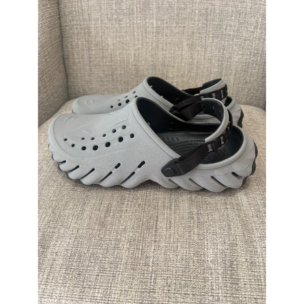 Crocs Echo Clog Mens 11 Grey Black Sport Sculptural Comfort Slides 207937-089